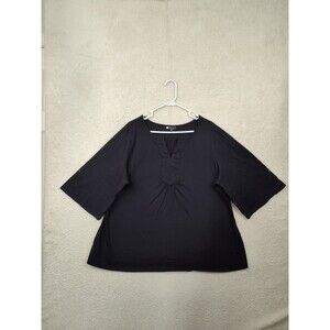 CL Carole Little Women Top 3X Black 100% Cotton Short Sleeve Regular Fit Shirt